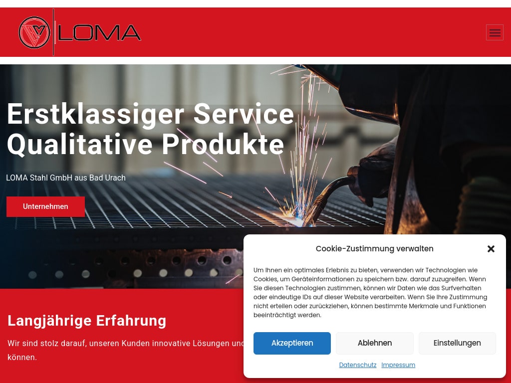LOMA Stahl GmbH Website